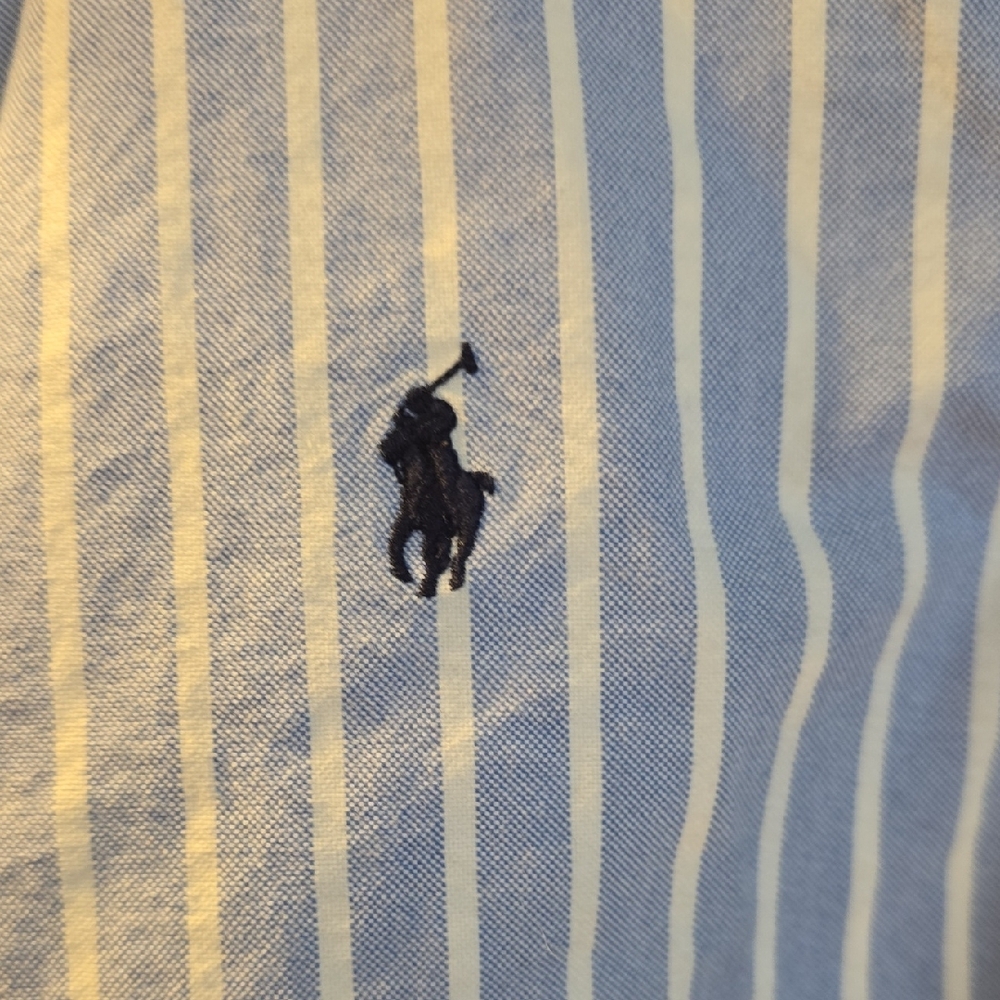 Polo by Ralph Lauren Blue and White Striped Shirt - Picture 2 of 3